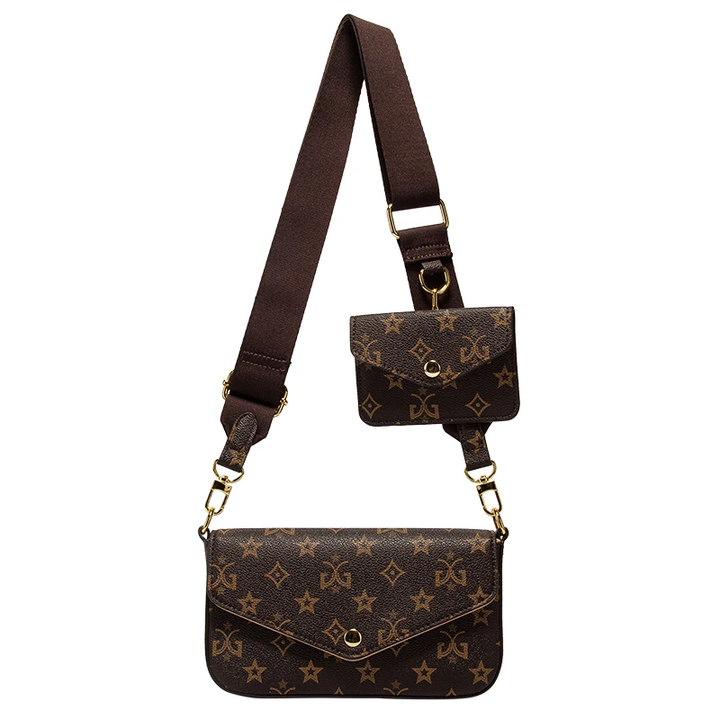 

Vintage Printing Handbag 3-IN-1 Fashion Brand Messenger Bags for Women Pu Leather Crossbody Bag Lady Small Purse Handbag Totes