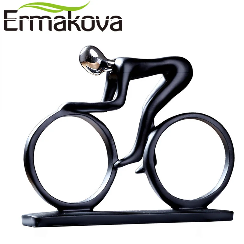 

ERMAKOVA Modern Abstract Resin Bicycler Cyclist Statue Bicycle Rider Statue Bike Racer Rider Figurine Office Living Room Decor