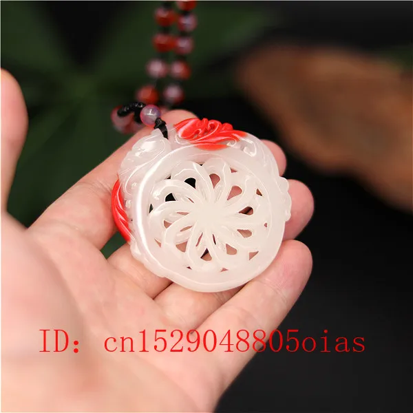 Натуральный красный белый китайский нефрит Дракон ожерелье ювелирных изделий