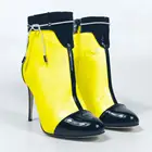 Женские ботильоны SEIIHEM с круглым носком и боковой молнией, Лоскутные ботинки на высоком каблуке вечерние вечерняя женская обувь для выпускного вечера, женская обувь большого размера 41 43 44 47