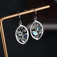 s925 vintage silver eden colorful moonstone earrings silver jewelry leaf earrings