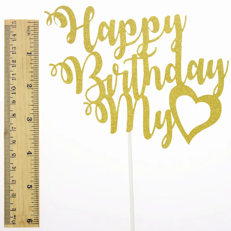 

Cake Topper Decoration Flags Happy Birthday My Love Mother's Day Glitter Paper Cupcake Topper Party Baby Shower Baking DIY Heart