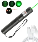Высокомощная 532нм 10000 м зеленаякраснаяфиолетовая лазерная указка USB303 ручная перезаряжаемая Регулируемая фокусировка с USB-кабелем
