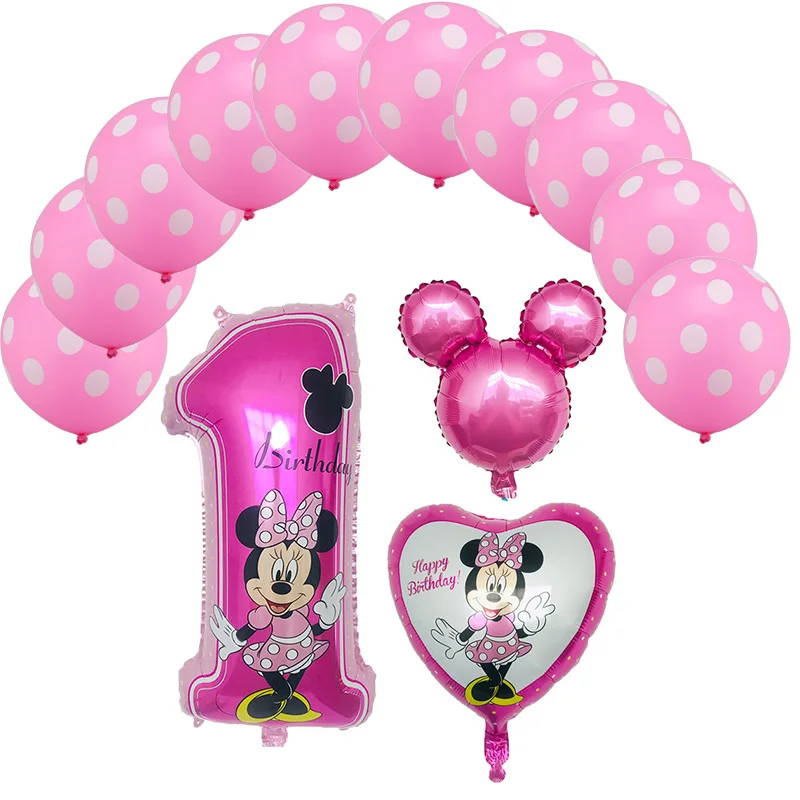 pink-5pcs 13 шт. Микки Мышь тема вечерние Микки и Минни Маус серии комплект шаров globos День Святого Валентина день детей день рождения вечерние украшения Дети воздушные шары - Цвет: pink-5pcs