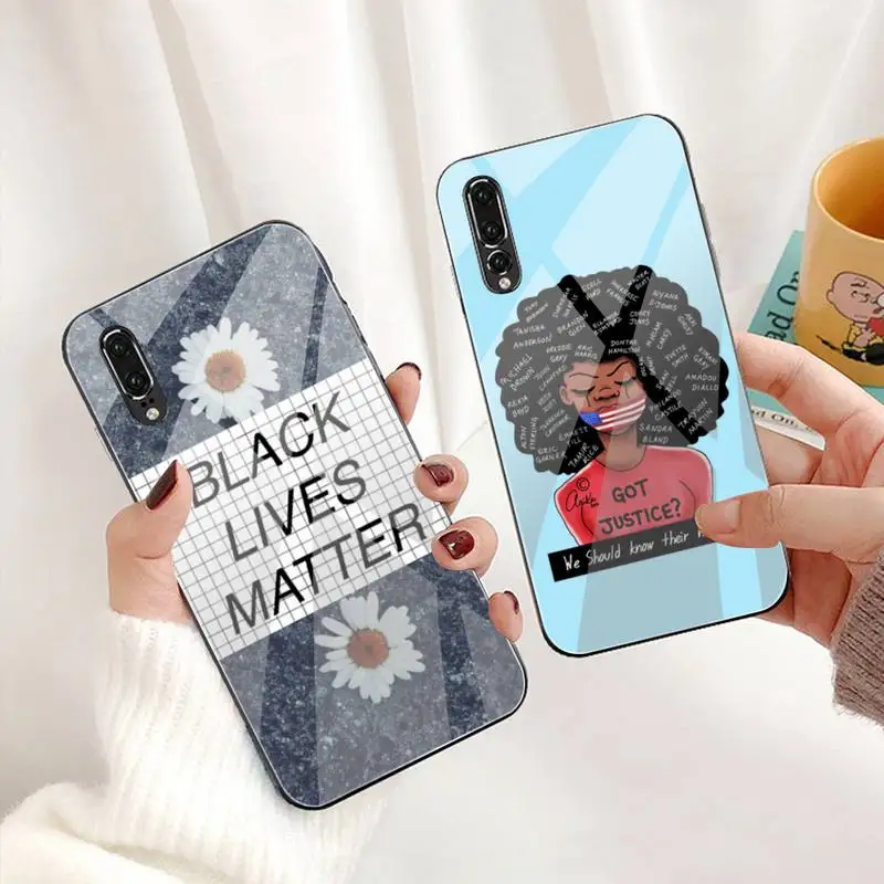 Черный чехол для телефона из закаленного стекла с надписью Lives Matter BLM Huawei P30 P20 P10 lite