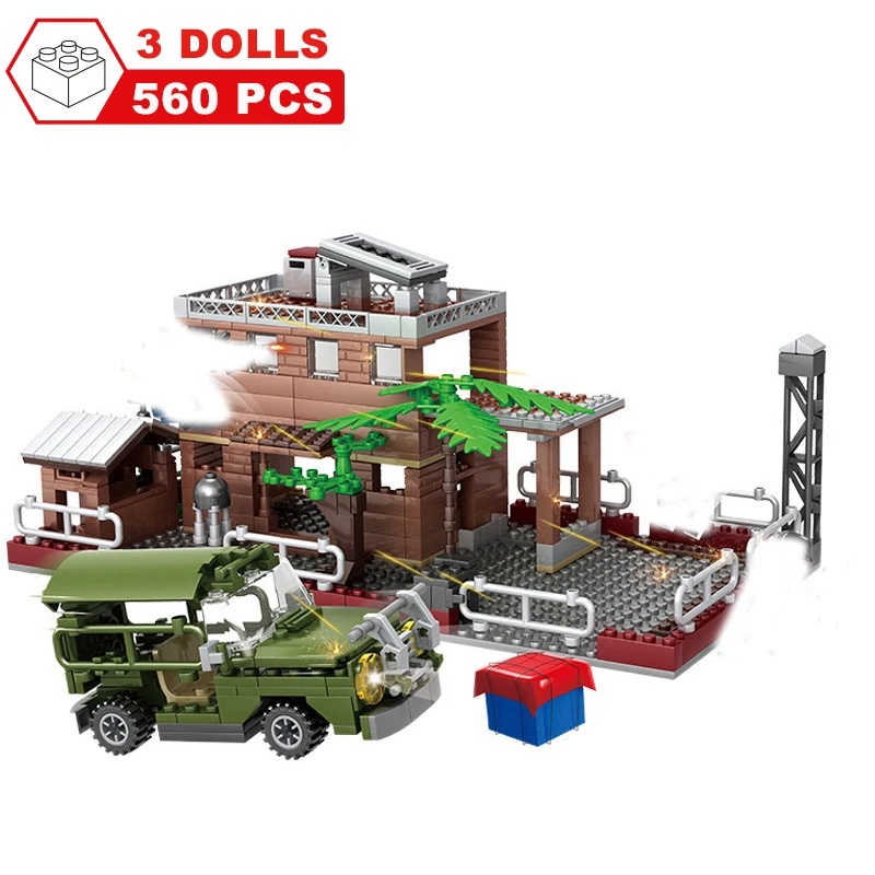 560 шт. строительные блоки игра PUBG школьный автомобиль укладки DIY игрушки для детей