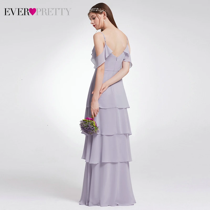 Элегантные платья подружки невесты Ever Pretty A-Line v-образным вырезом оборками Дешевые шифоновые длинные платья для свадебной вечеринки Vestidos Fiesta Boda