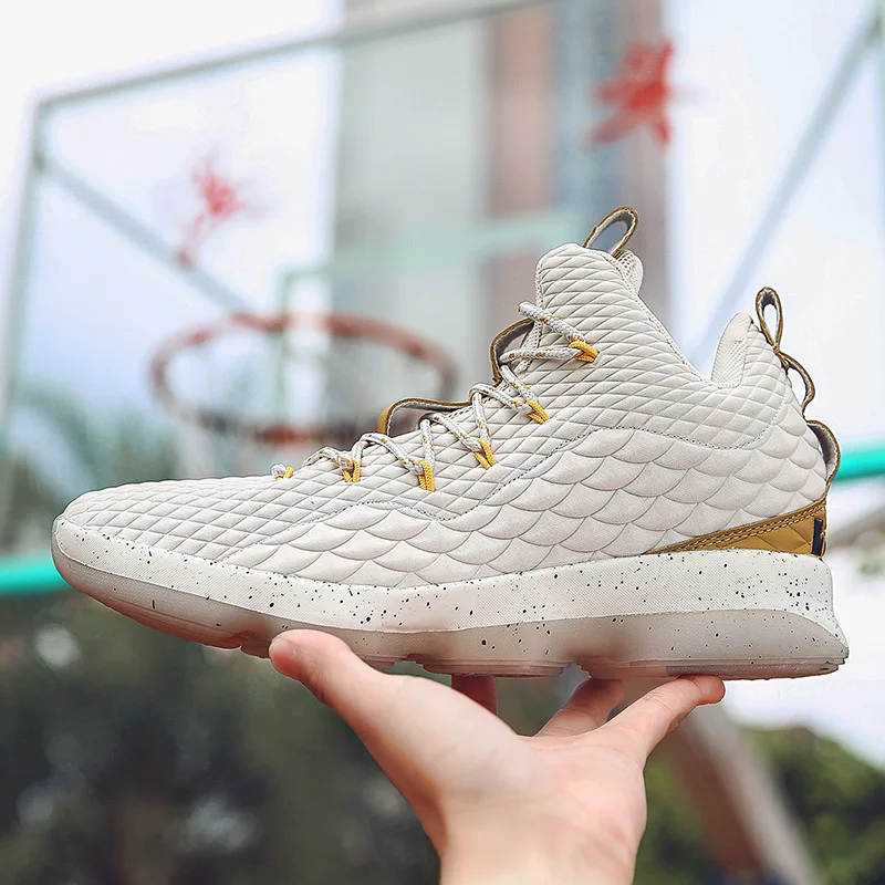 

Man High-top Fashion Basketball Shoes Cushioning Light Sneakers Anti-skid Breathable Outdoor Sports Men Training Shoes