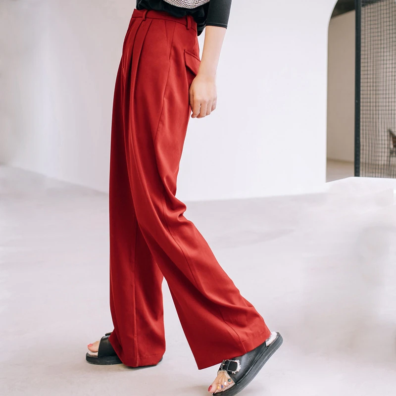 Женские свободные брюки TWOTWINSTYLE Весенние длинные с высокой талией широкими
