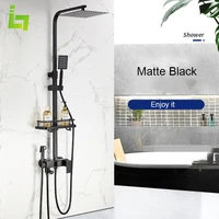 matte black shower faucet set rainfall high quality all metal bathtub mixer tap 4 way with bidet stainless steel