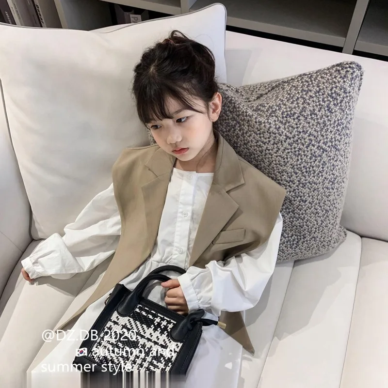 Детская одежда Новинка осени 2020 Детский костюм жилет для маленьких девочек