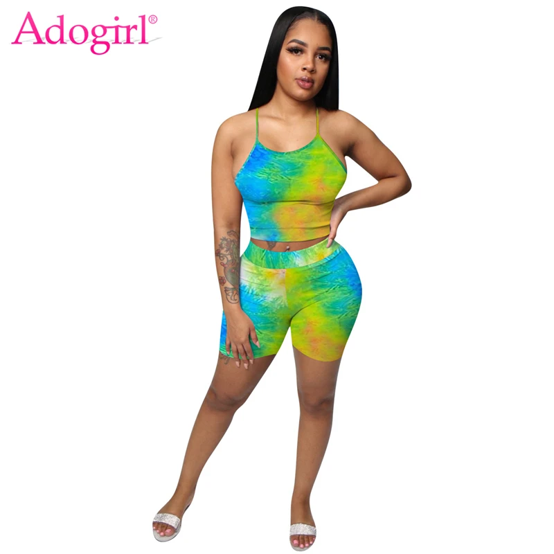 Комплект спортивной одежды Adogirl женский из 2 предметов укороченный топ на