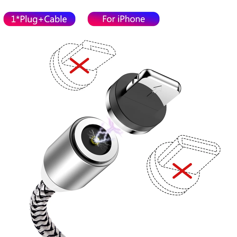 Магнитный Micro usb type-C кабель для iPhone 11 Pro XS Max 7 8 Plus samsung Android 3A кабель для быстрой зарядки и передачи данных 2 м USBC type C зарядное устройство - Цвет: Silver For iPhone