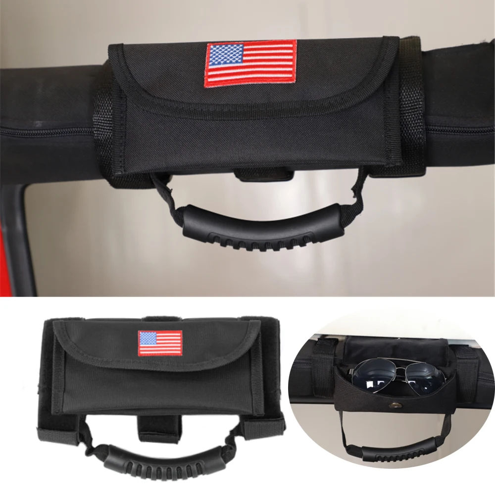 

Рулонная рукоятка с сумкой для хранения, органайзер для солнцезащитных очков для Jeep Wrangler TJ JK JL Gladiator JT, автомобильные аксессуары