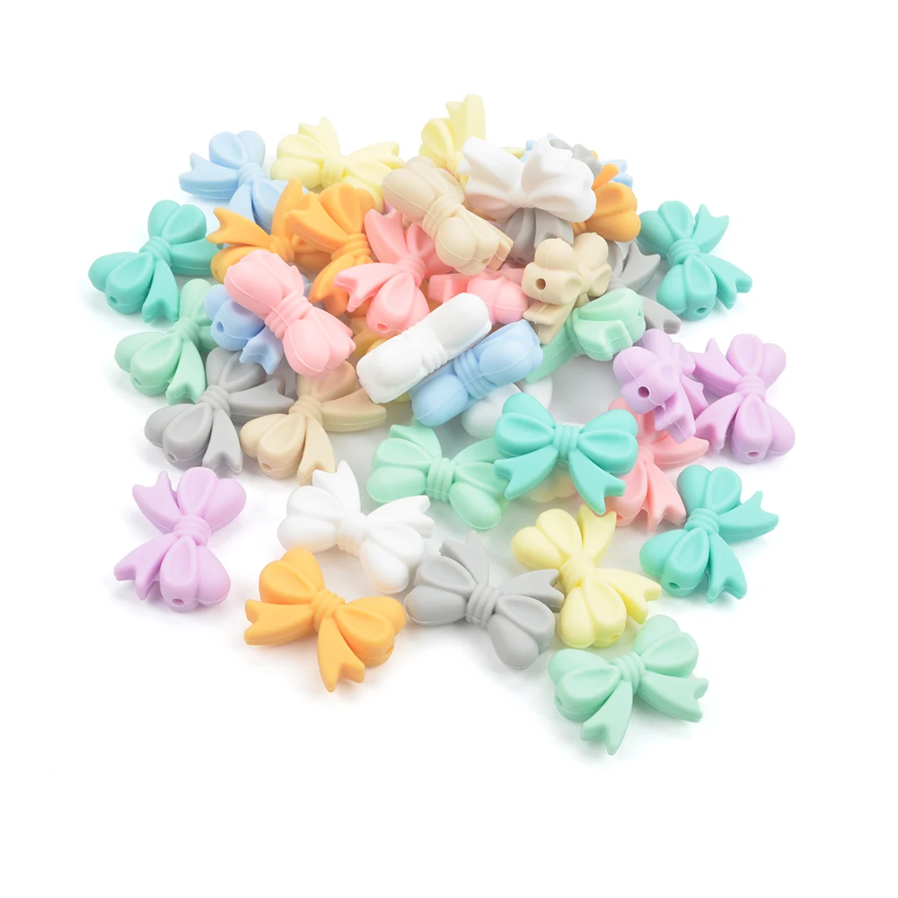 LOFCA-Cuentas de corona de silicona sin BPA, collar de dentici&oacute;n para morder para beb&eacute;, Clips para chupete DIY, accesorio, 10 unids/lote-2