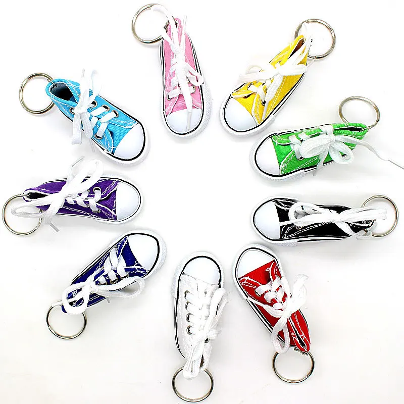 

Hot Sale Cute Mini Simulation Canvas Sneaker Tennis Shoe Keychain Sports Shoes Keyring for Women Girl Souvenir Gift