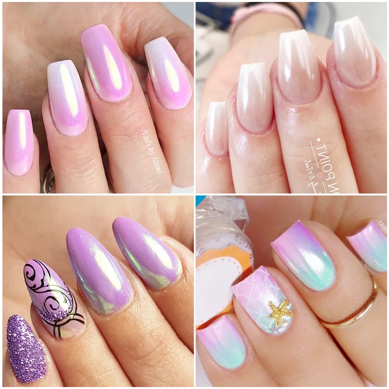 Пудра для ногтей 0 3 г Переливающаяся Серебряная блестящая хромированная пудра