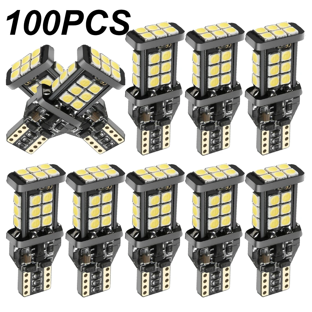 100Pcs 1200Lm T15 W16W LED Canbus Bulbs 920 912 3030SMD White 12V LED Reversing Lights for BMW Mercedes Benz W203 W211 W204 T10