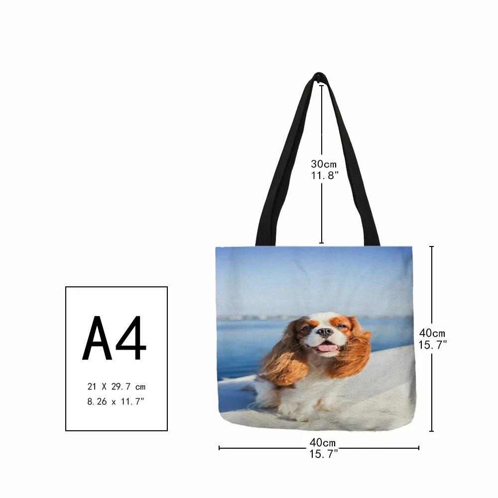 Женская сумка с принтом собаки Charles Spaniel модная тоут через плечо вместительная