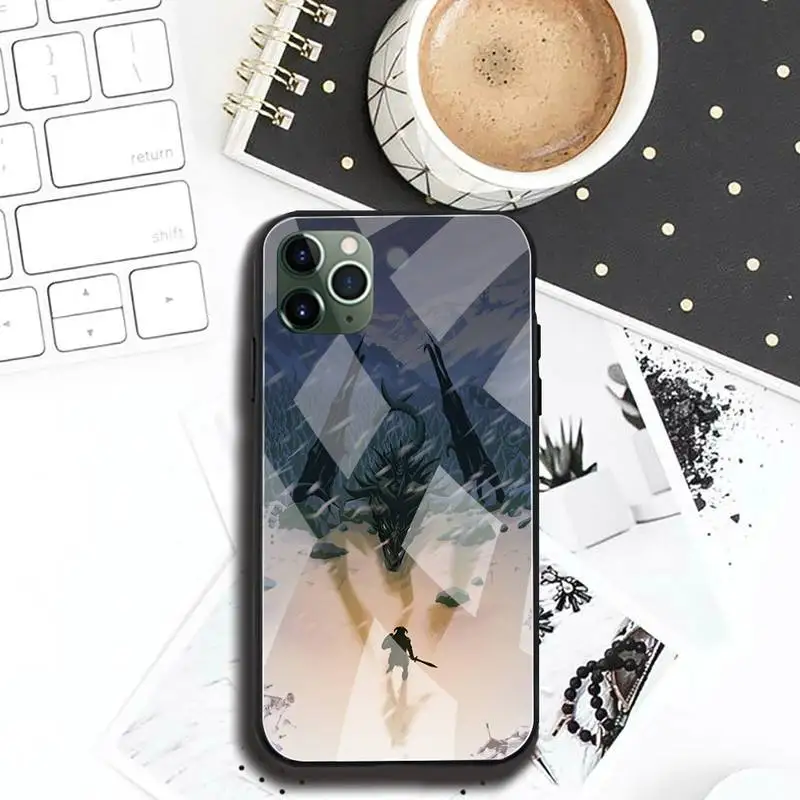 Чехол для телефона с логотипом видеоигры Skyrim закаленное стекло iPhone 12 11 Pro Max Mini XR XS