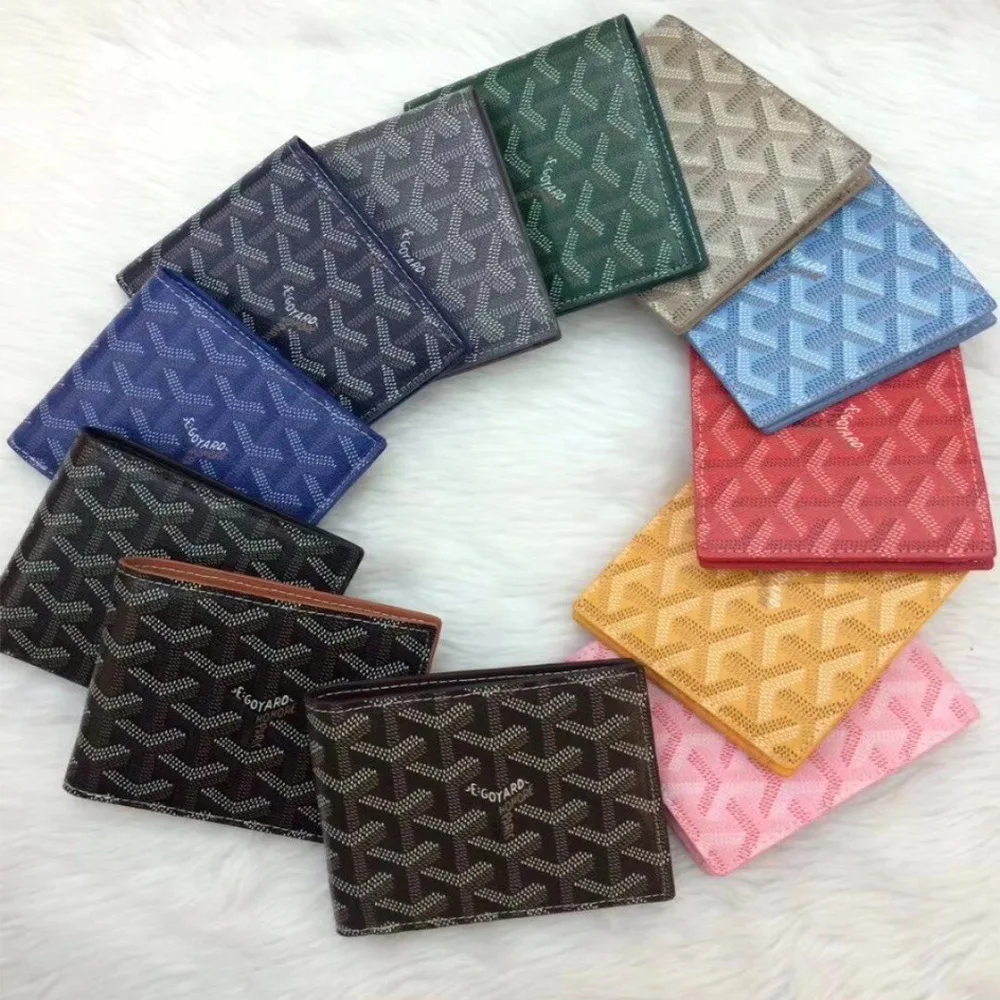 

High-grade leather soft head layer cowhide Classic Print Short Fold Wallet Portable personalized suit clip Coin purse unisex