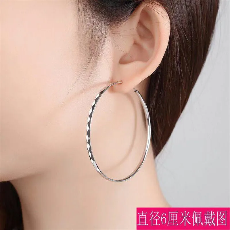 

Personality Big Round Drop Earrings For Women Jewelry Trendy 925 Silver Earring Female Fashion Party Accessories Earring Silver