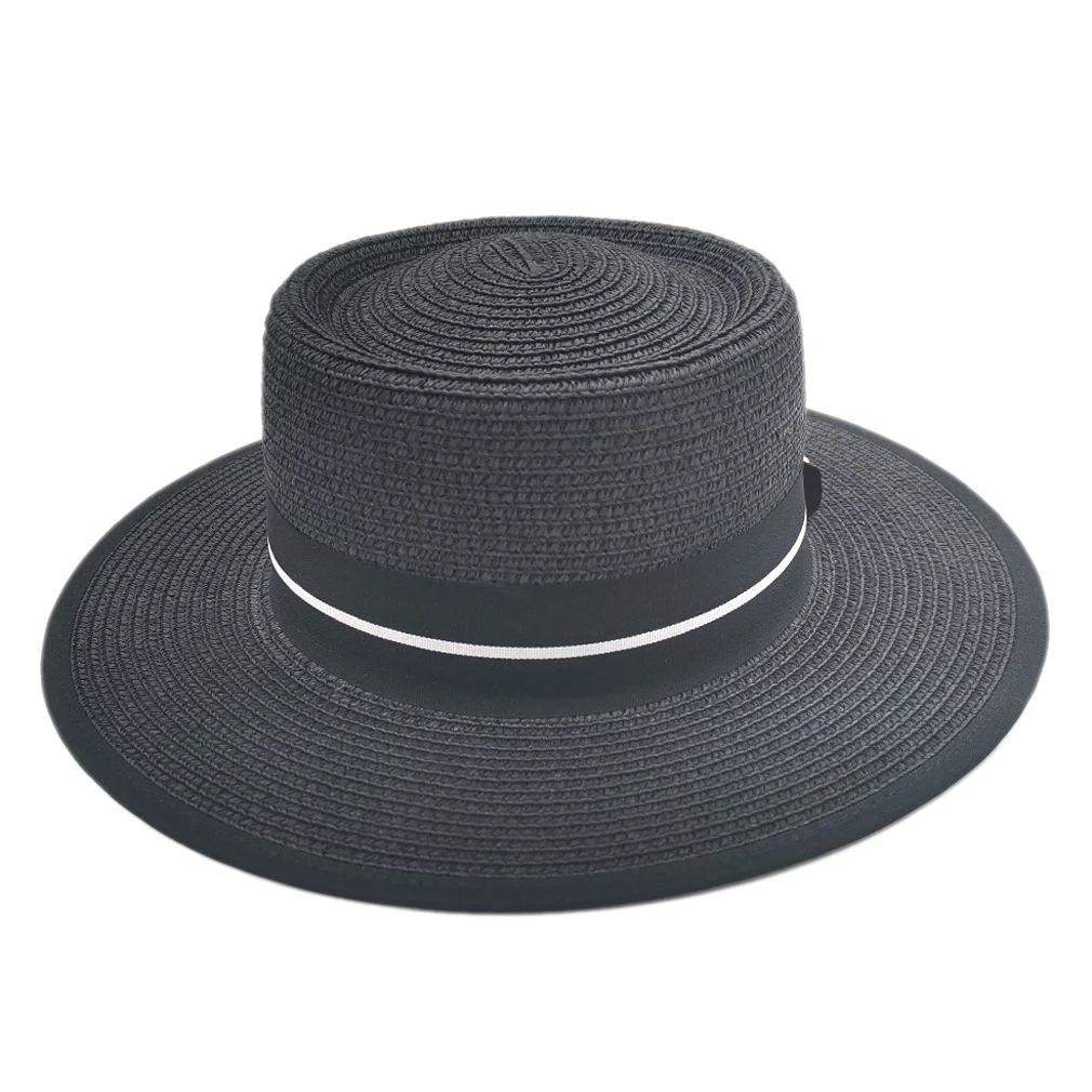 

Munng Summer Straw Solid Pork Pie Summer Outdoor Party Street Beach Sun Hat Boater Sailor Top Cap for Women Men