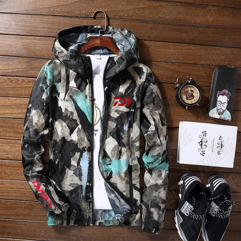 

DAIWA Spring Fishing Shirts Hooded Outdoor Quick Dry Camping Fishing Windbreaker Jacket Breathable Fishing Clothes M-6XL