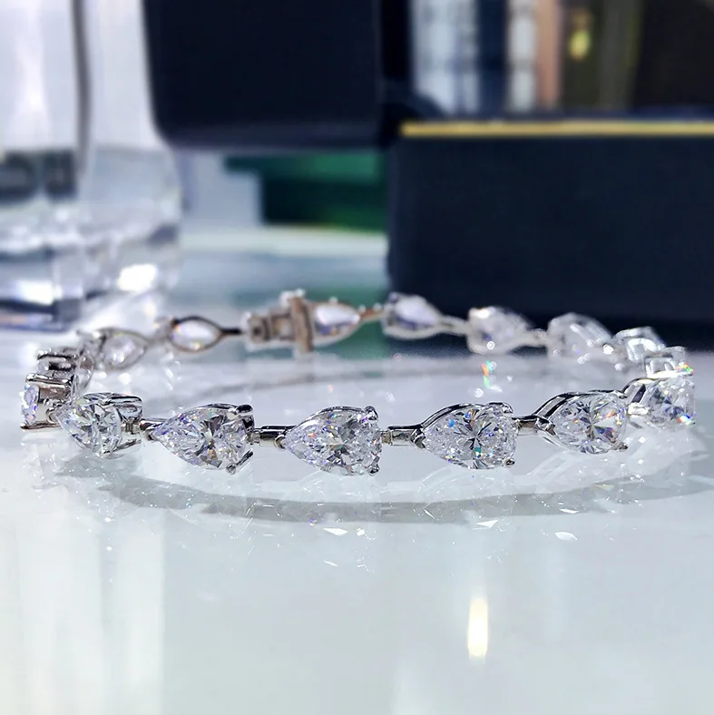 

2021 new S925 silver bracelet 5*8 full high carbon diamond pear-shaped bracelet fashionable and generous ins Mingyuan style
