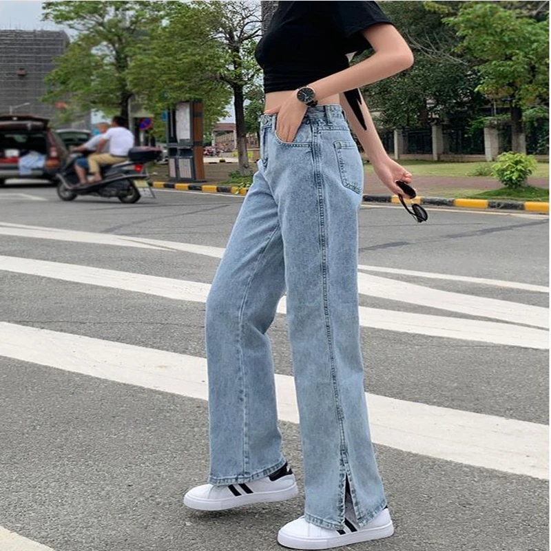 

2021 High Waist Loose Comfortable Jeans For Women Plus Size Fashionable Casual Straight Pants Mom Jeans Washed Boyfriend Jeans