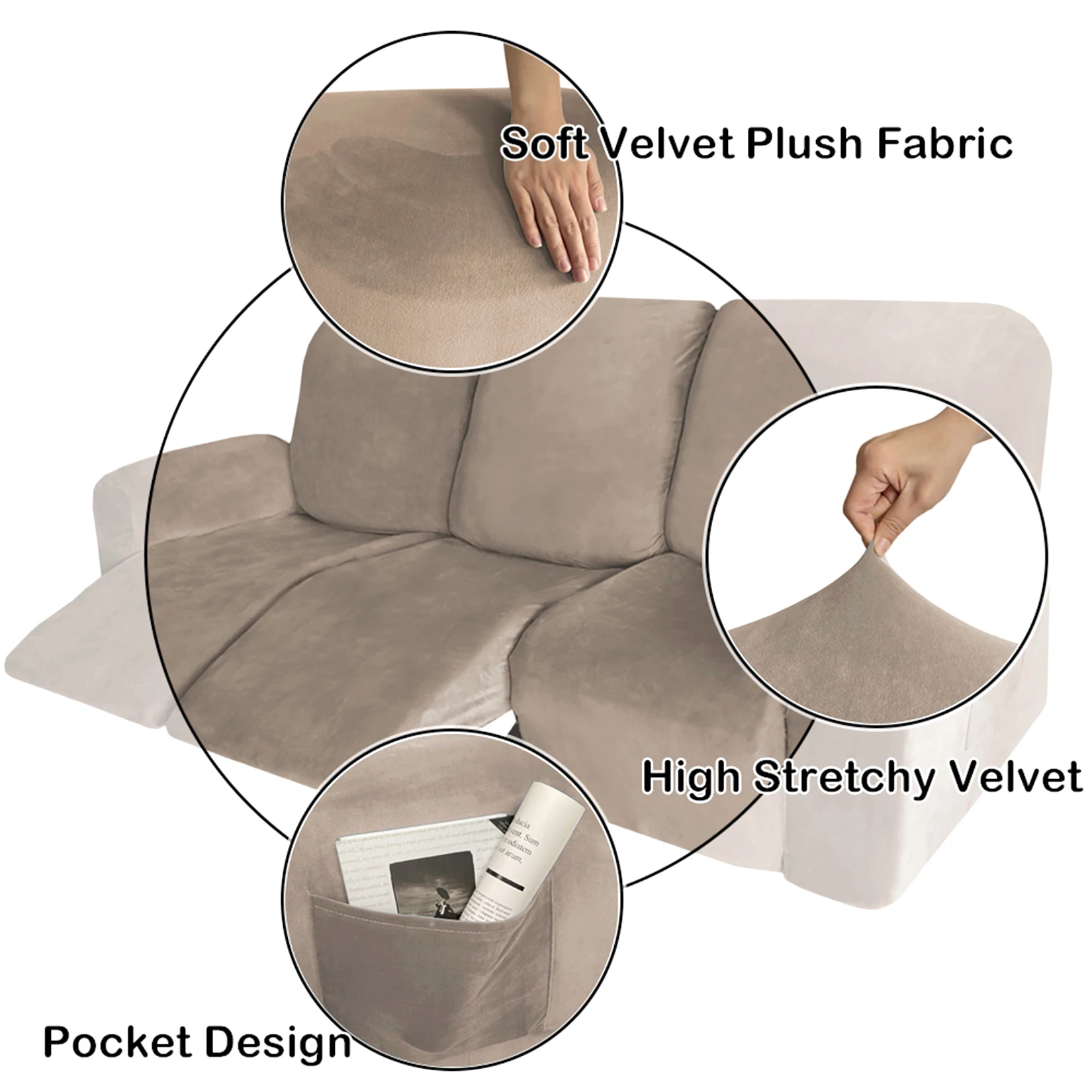

Split Suede Sofa Cover All-in-1/8pcs Recliner Chair Covers All-inclusive Massage Couch Slipcover 3Seater Armchair Protector