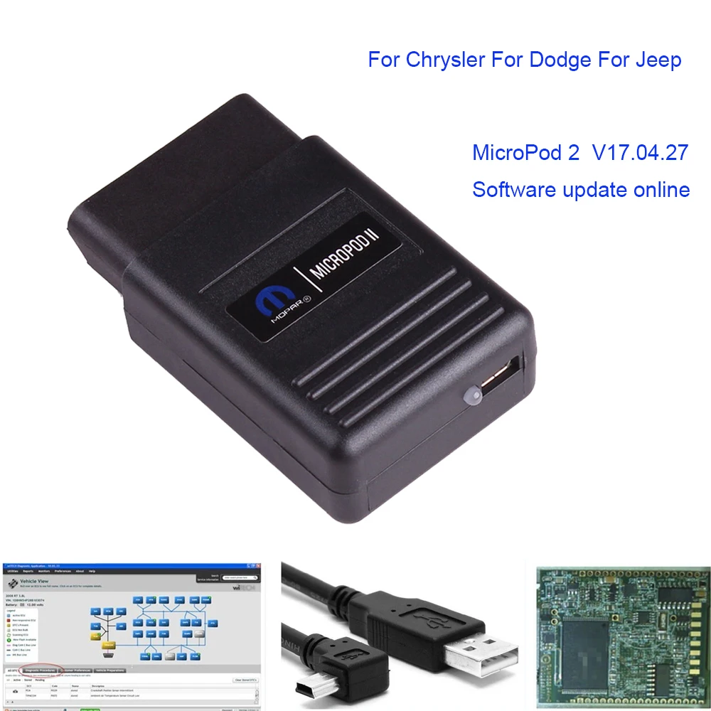 Witech MicroPod 2 V17.04.27 MICROPOD ii диагностический инструмент для Chrysler D-odge J-eep F-Fiat