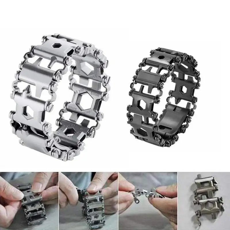 

Outdoor Multifunction Tool 29 in 1 Multi Tool Bracelet Tread Bracelet Bolt Driver Kits Travel Wearable Bike Multitool