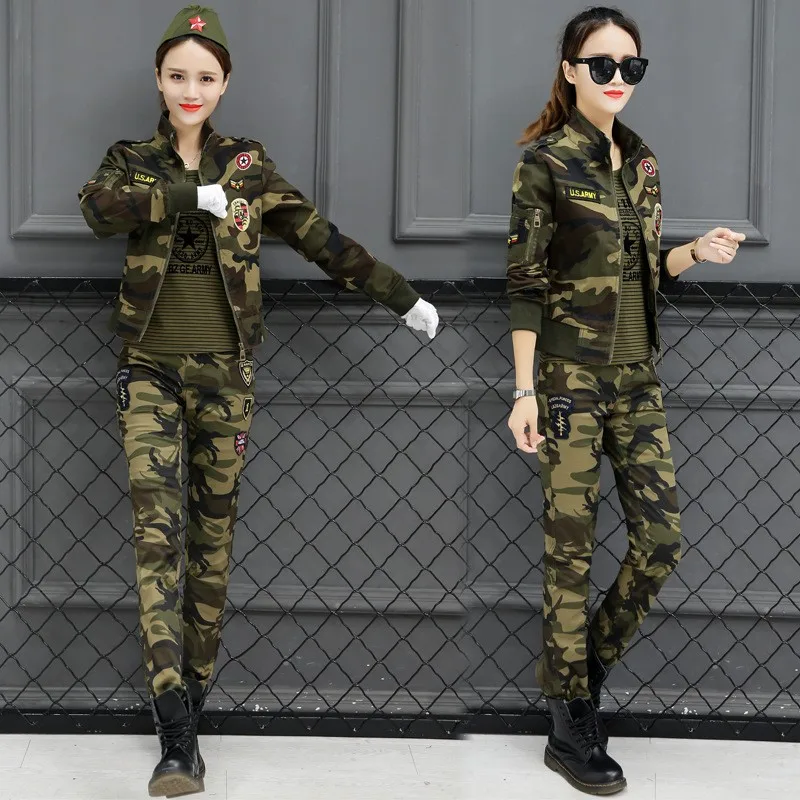 Женский военный комплект из 3 предметов облегающий Камуфляжный тренировочный