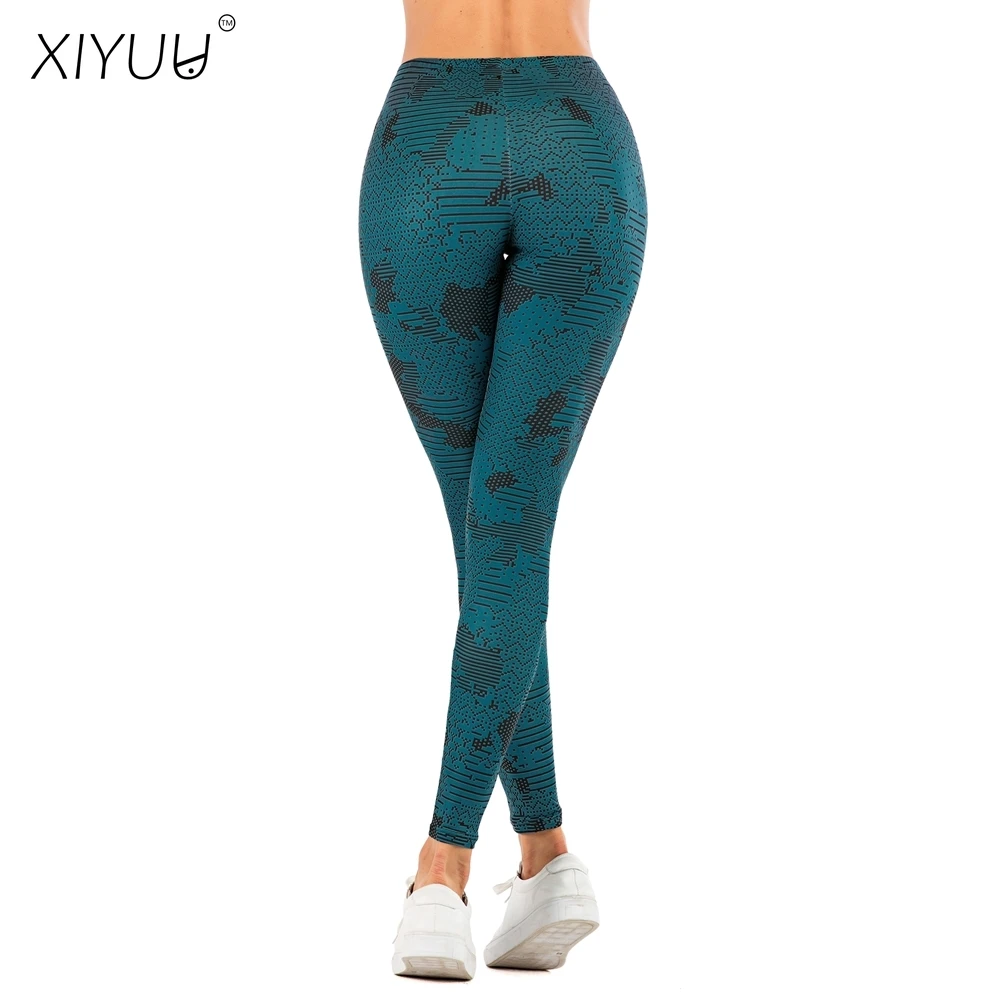 

XIYUU Fashion Legging Workout Leggings Blue Printing Leggins Women Fitness Running Gym Pants Dropshipping Wholesale