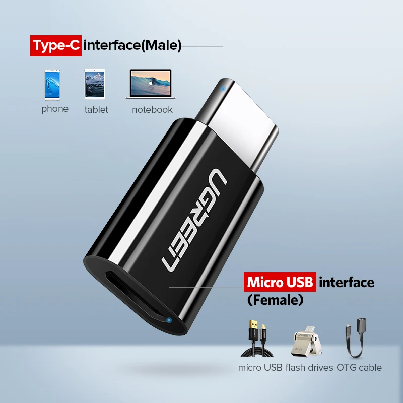 Ugreen USB адаптер Type C к Micro OTG Type-C конвертер для Macbook One Plus 6 LG G5 Xiaomi | Электроника