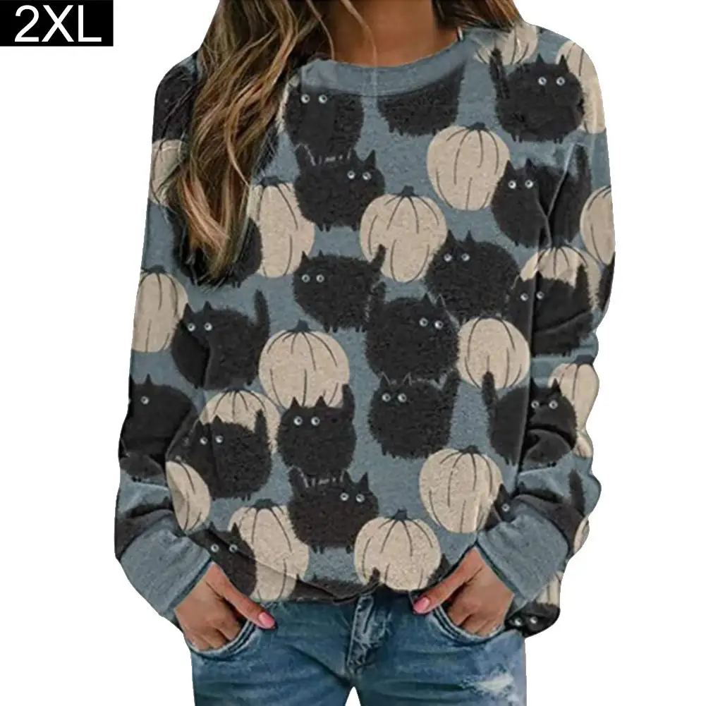 

Autumn Winter Popular Halloween Pumpkin Pattern SweatshirtLadies Fleece Sweatshirt 2020 Ladies Pullovers Long Sleeve Sweater