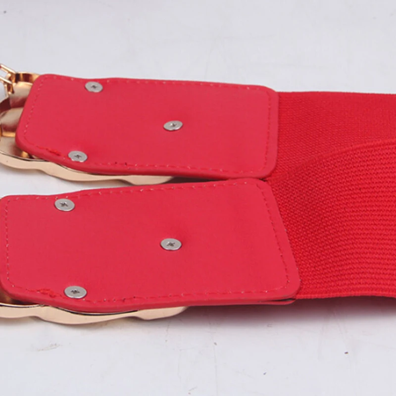 

Black Hot Sale Women Fashion Wide Elastic Waistbands Stretch Corset Alloy Gold Square Buckle Waist Belts For Dress Accessories