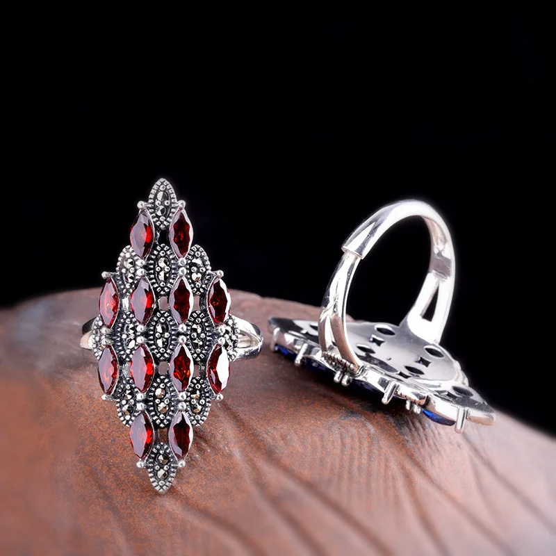 100% 925 пробы Серебряное Новое открытое женское кольцо с натуральным