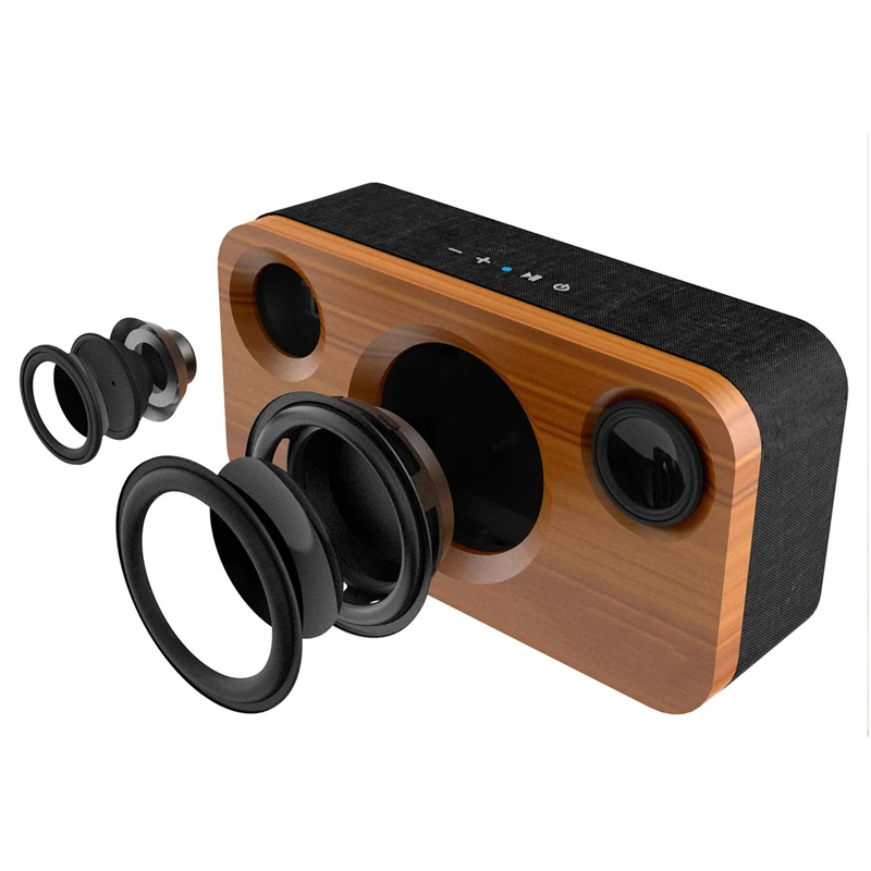 Bluetooth-Колонка 25 Вт Двусторонняя Беспроводная для дома из бамбукового дерева