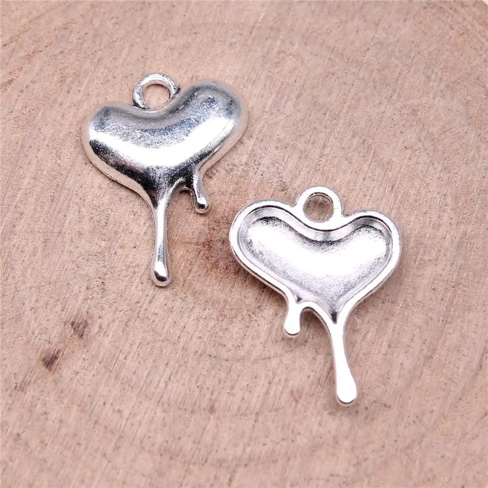 

Heart Charms For Jewelry Making Findings Handmade DIY Craft 20pcs Antique Silver Color 20x15mm