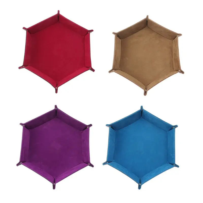 

Абсолютная новинка, высокое качество, настольная игра из искусственной кожи, складной шестигранный лоток для костей, коробка для хранения м...