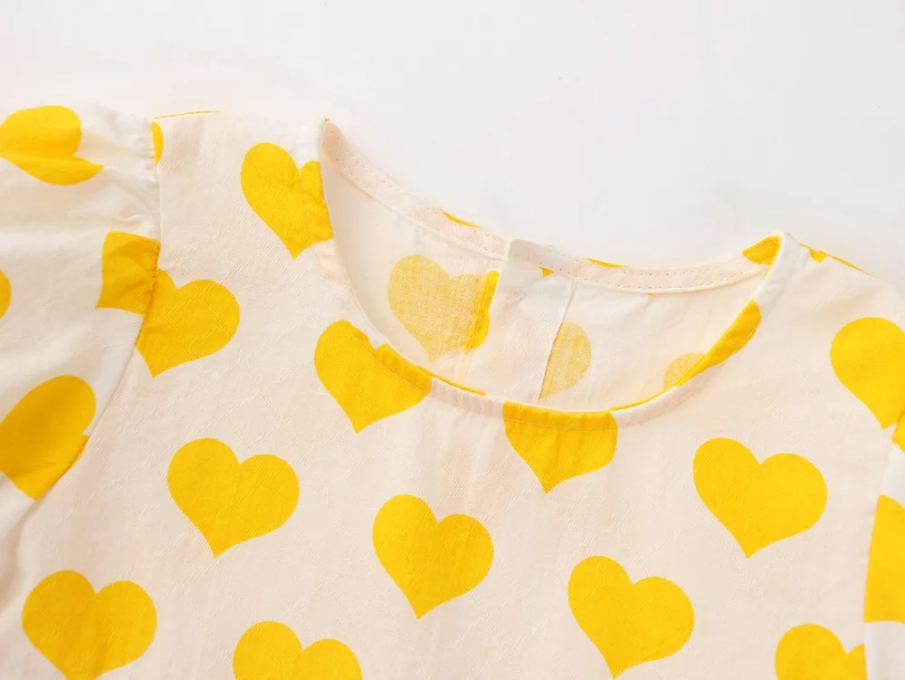 

Midoo Fairy 2021 Summer Girls Kids Children's Cotton Dress Hearts Print A-Line Cute Short Sleeve O-Neck Light Casual Clothes