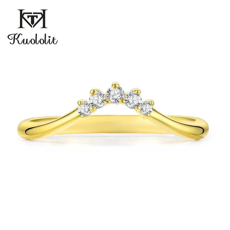 Kuolit 10 к Желтое золото кольца с муассанитом для женщин Лаборатория Grown Diamond Ручная настройка кольца обручение подарок хорошее ювелирное изделие