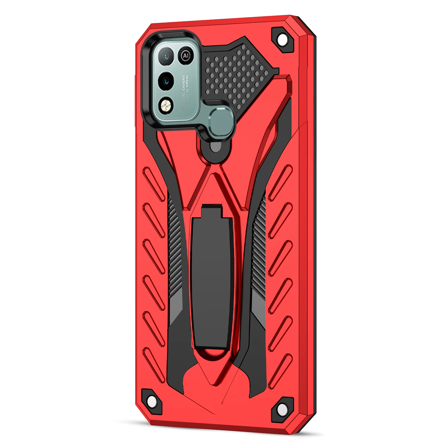 luxury shockproof armor phone cases for infinix hot 9 10 play 10s smart 5 coque hidden stand heavy duty protection cover shell free global shipping