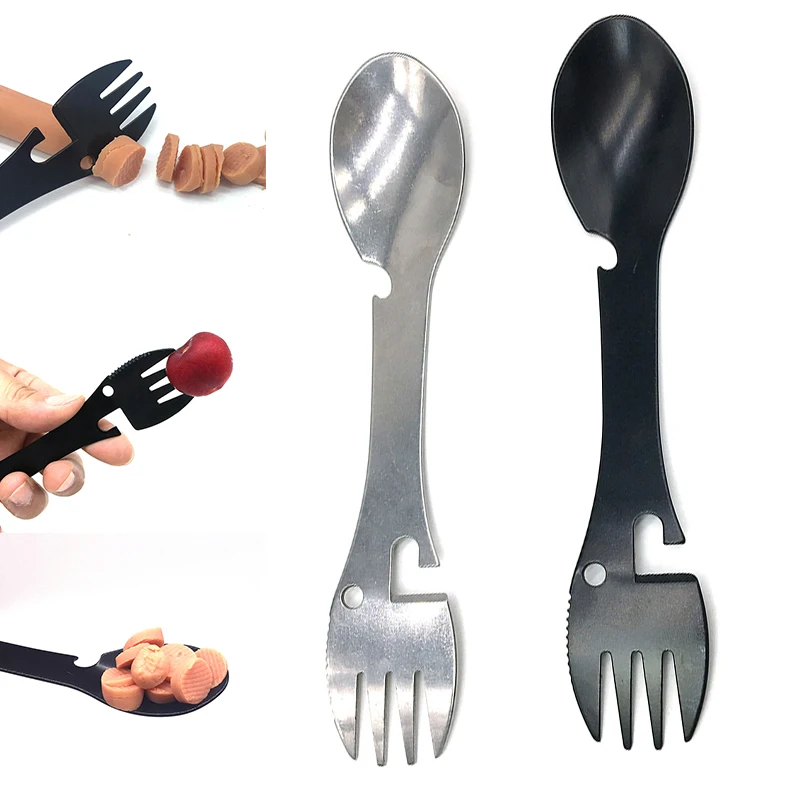 5 в 1 инструмент для выживания на природе вилка резак ложка бутылка/консервный нож