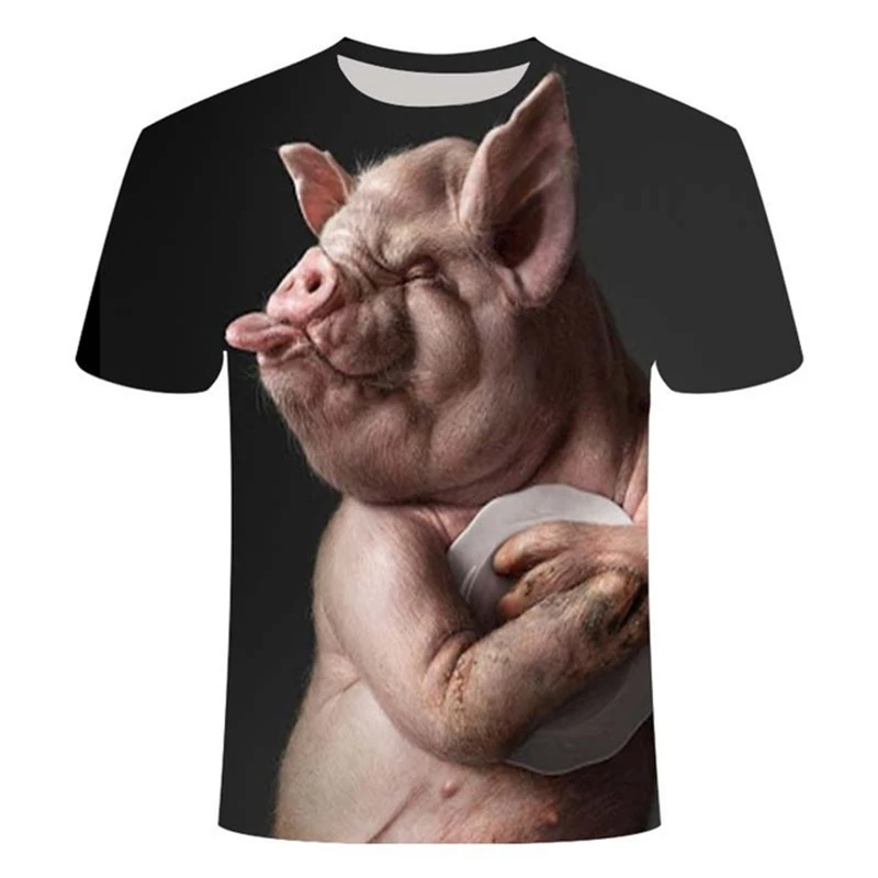 

2021 new 3D lion t-shirt men animal t-shirt fun t-shirt slim 3D printed t-shirt summer top