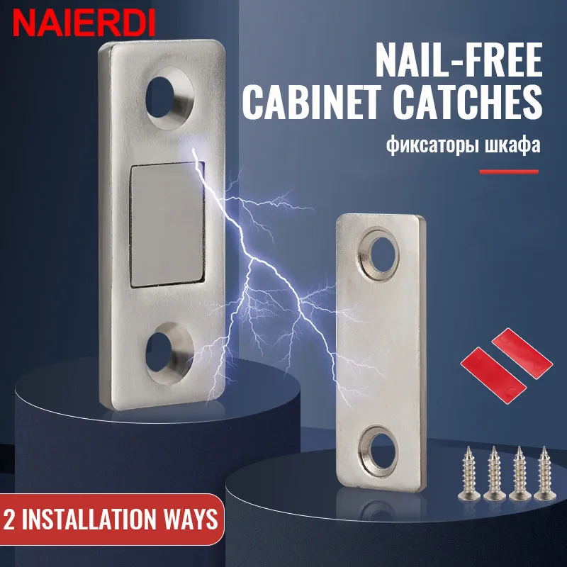 

NAIERDI 20 Sets Magnetic Cabinet Catches Hidden Door Closer Invisible Non-punch Door Stop Door Catch Sliding Door Lock Hardware