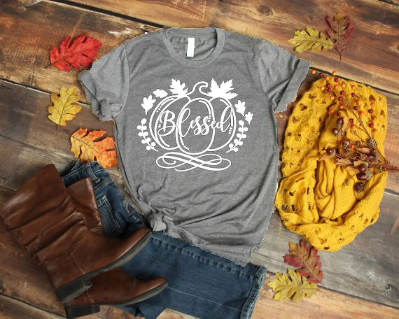 Гранж винтажные Топы рубашка на День Благодарения Осенняя Футболка с цветами