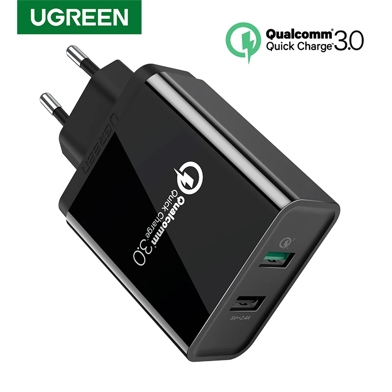 Ugreen Зарядное Устройство USB Qualcomm Быстрая Зарядка 3.0 30 Вт Быстрый Мобильный Телефон Зарядное Устройство(Быстрая Зарядка 2.0 Совместимый) для Samsung Huawei LG